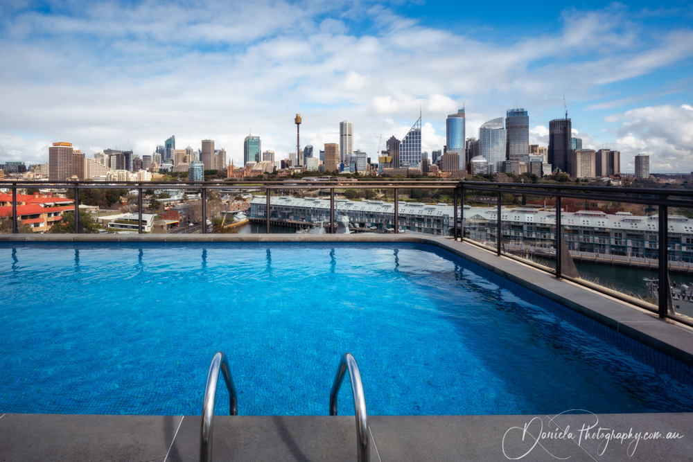 Rooftop Swimming pool with Sydney Skyline View